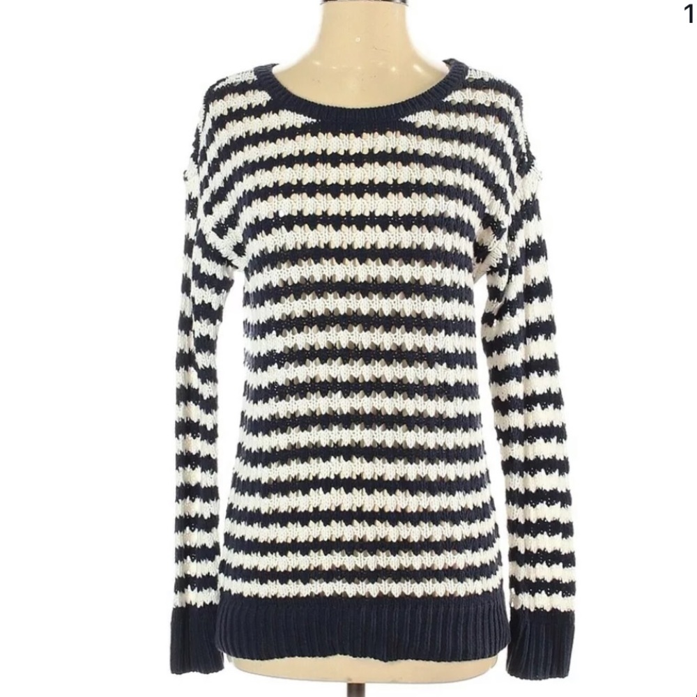 LOFT Outlet Striped Open Knit Nautical Sweater